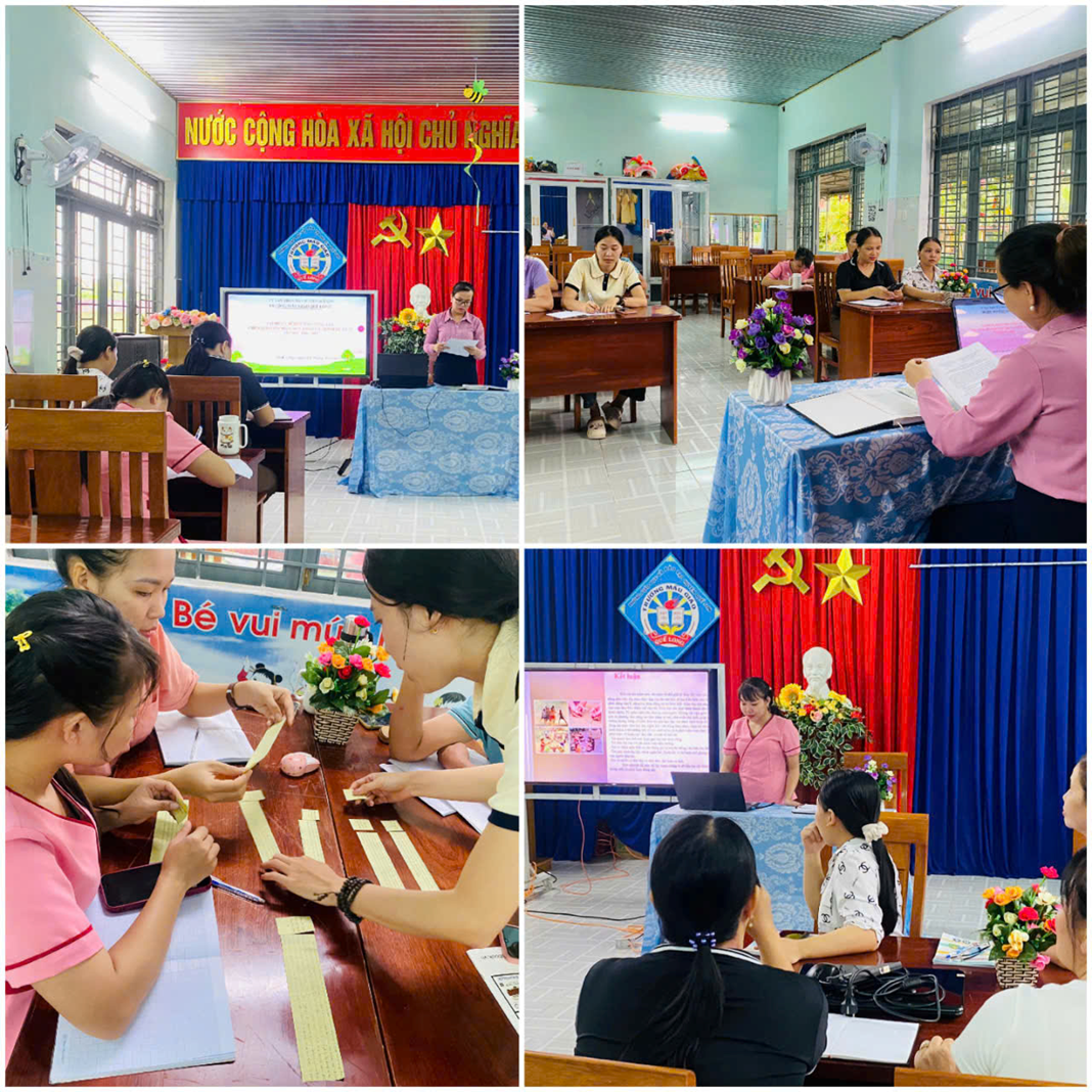 Trường mẫu Giáo Quế Long tổ chức tập huấn, bồi dưỡng nâng cao năng lực chuyên môn cho Cán bộ giáo viên theo lộ trình Đề án 33