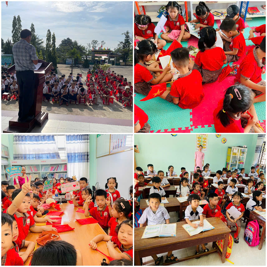 Trường Mẫu giáo Quế Long tổ chức cho trẻ tham quan trường Tiểu học Quế Long