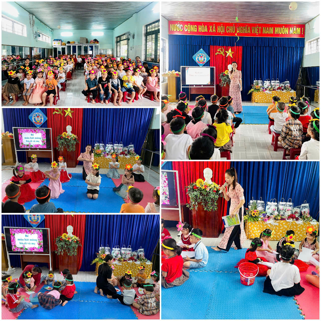 Trường Mẫu Giáo Quế Long tổ chức kịch bản “Mừng cô, mừng mẹ’