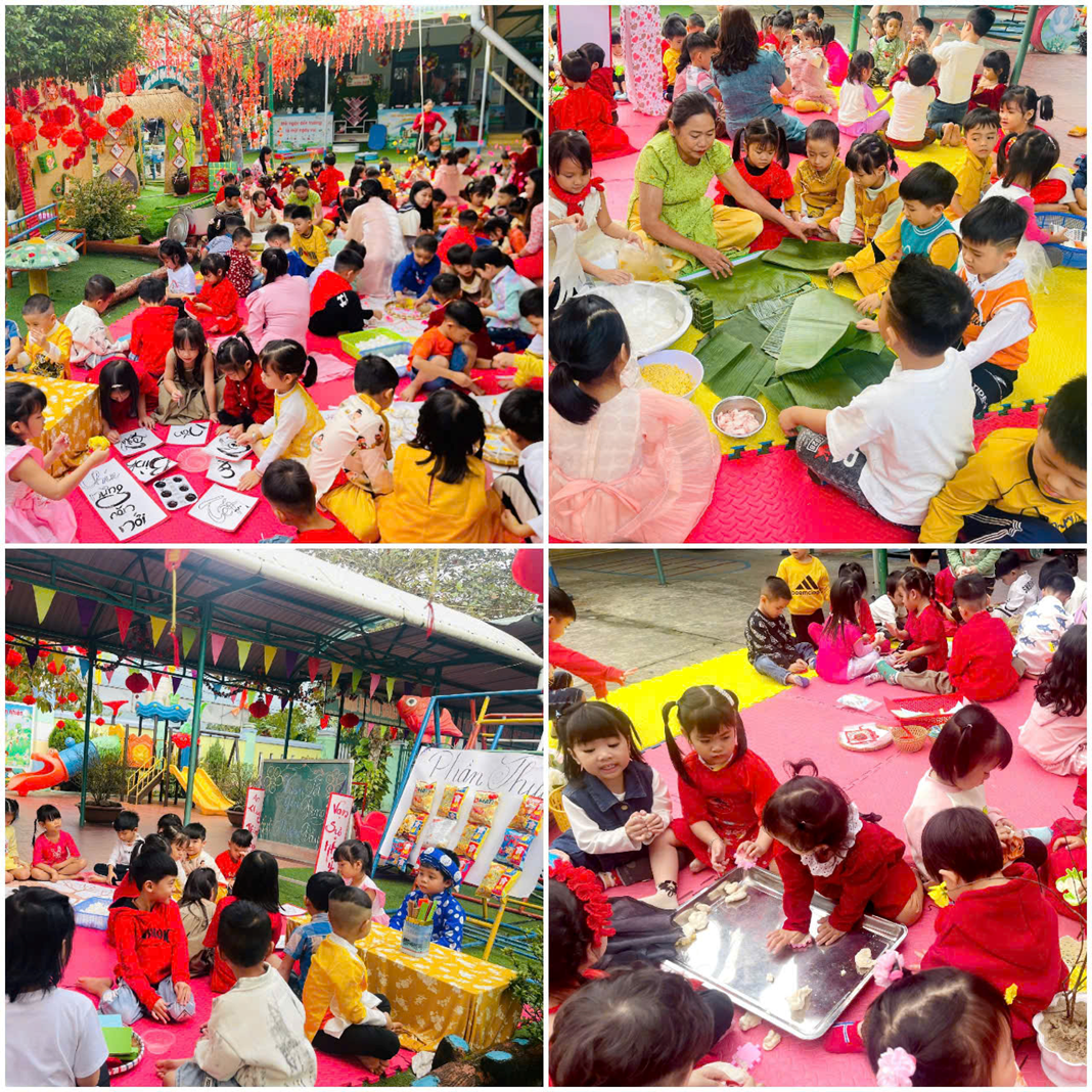 Tổ chức không gian Tết cho trẻ, nhằm giúp trẻ trải nghiệm ngày tết quê em